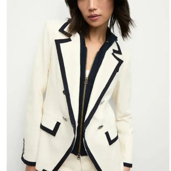 NWT Veronica Beard Edison Dickey Jacket - white & black - Picture 4 of 9